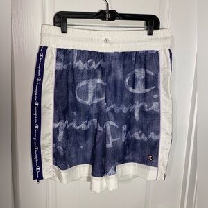 NEW Champion Life Mesh Shorts Logo Indigo Overlay Zipper Sides XL
